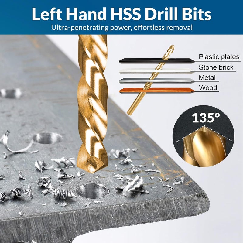 Thinkpro Screw & Bolt Extractor Set and Left Hand Drill Bit Kit,54 PCS Easy Out Stripped Screw Remover with Hex Adapter,Lug Nut Remover for Broken,Damaged,Rusted,Rounded-Off Studs. - Image 5